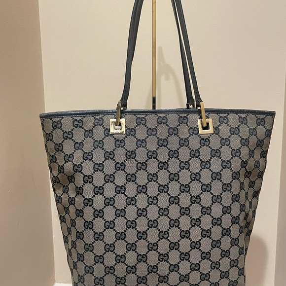 Gucci Shoulder Tote Bag Black/Grey GG Canvas - Picture 4 of 9